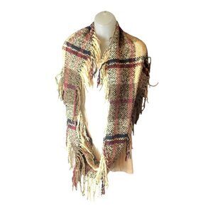 Plaid Fringe Scarf Wrap Shawl With‎ Tassels One Size Multicolor Tartan Pattern